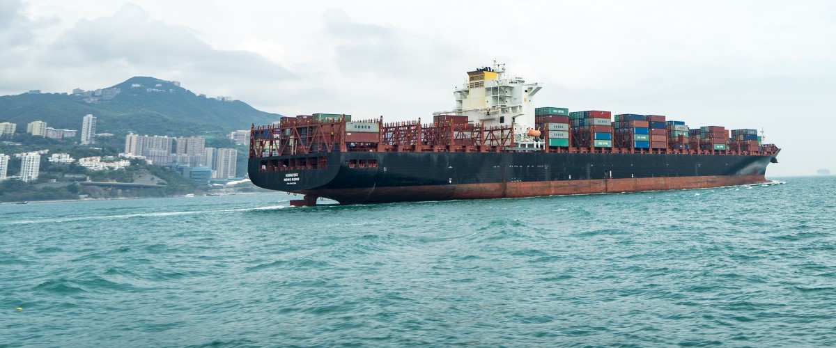 Ocean container ship in Hong Kong waters